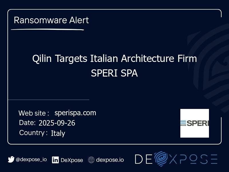 Qilin Targets Italian Architecture Firm SPERI SPA
