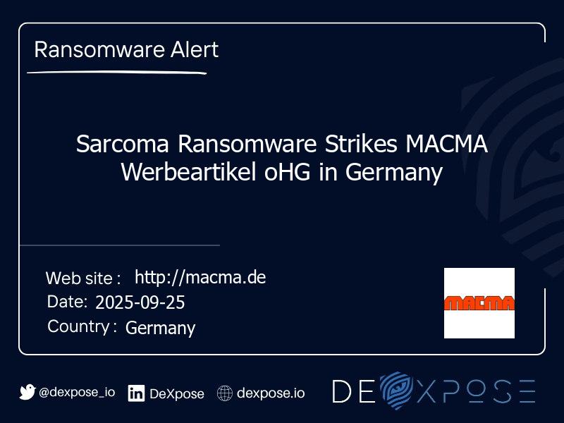 Sarcoma Ransomware Strikes MACMA Werbeartikel oHG in Germany