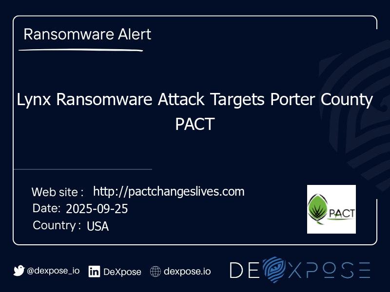 Lynx Ransomware Attack Targets Porter County PACT