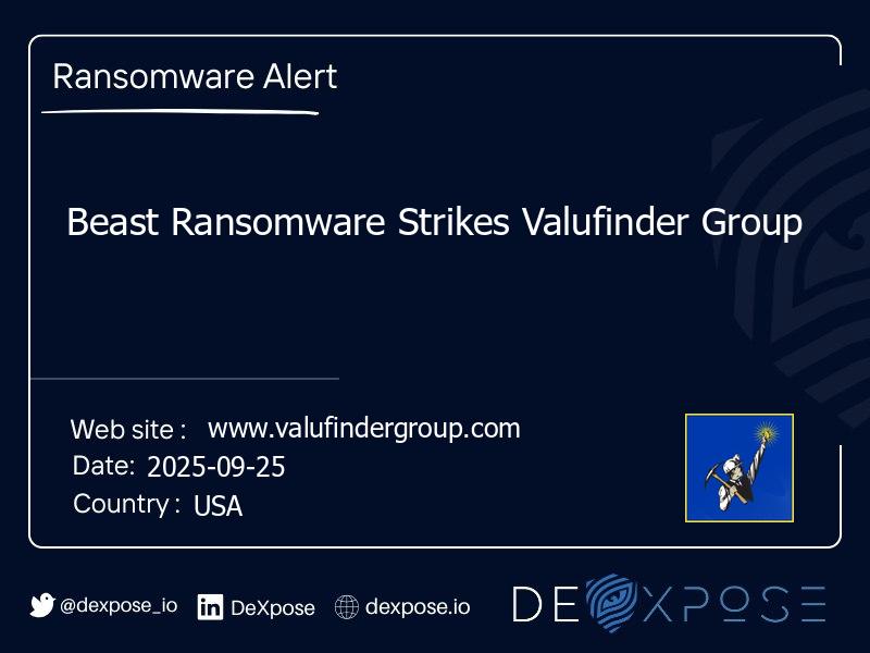 Beast Ransomware Strikes Valufinder Group