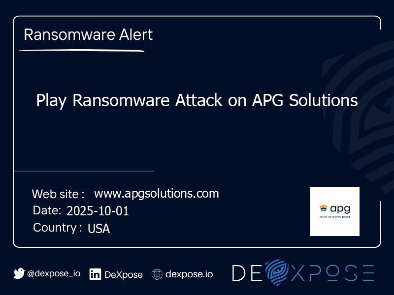 Play Ransomware Attack on APG Solutions