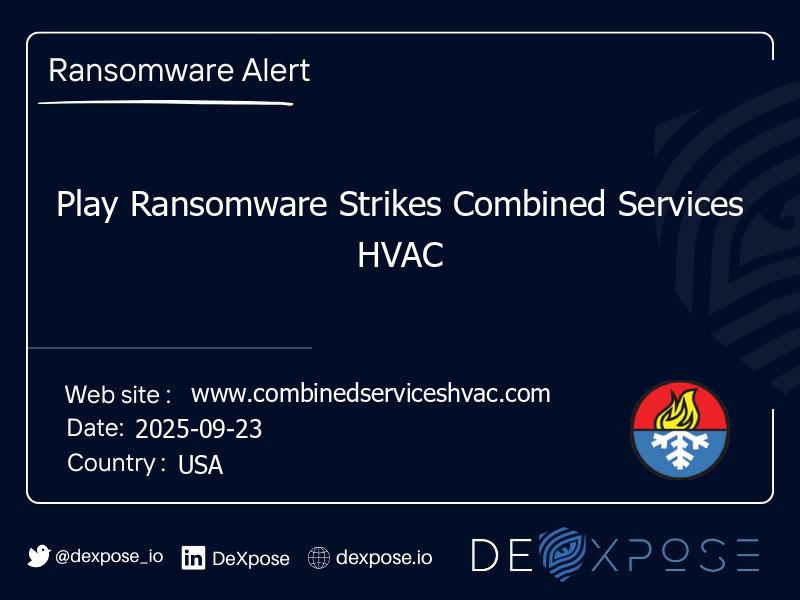 Play Ransomware Strikes Combined Services HVAC