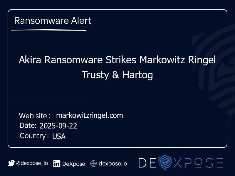 Akira Ransomware Strikes Markowitz Ringel Trusty & Hartog