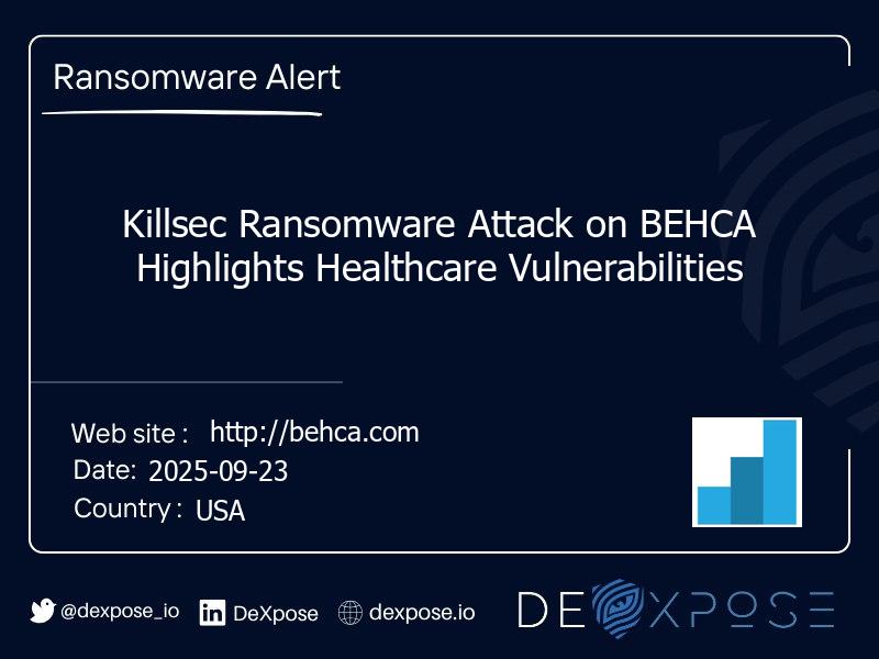 Killsec Ransomware Attack on BEHCA Highlights Healthcare Vulnerabilities