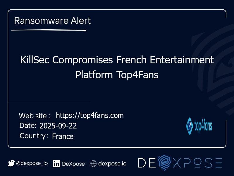 KillSec Compromises French Entertainment Platform Top4Fans