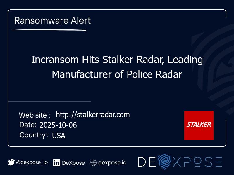 Incransom Hits Stalker Radar, Leading Manufacturer of Police Radar