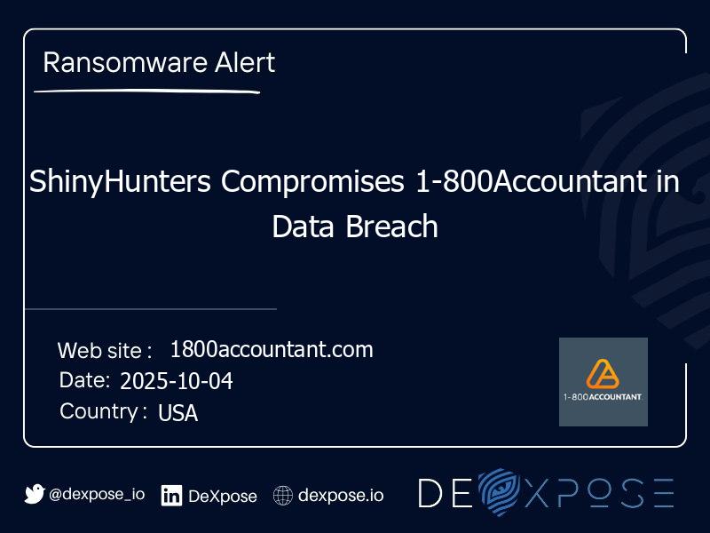 ShinyHunters Compromises 1-800Accountant in Data Breach