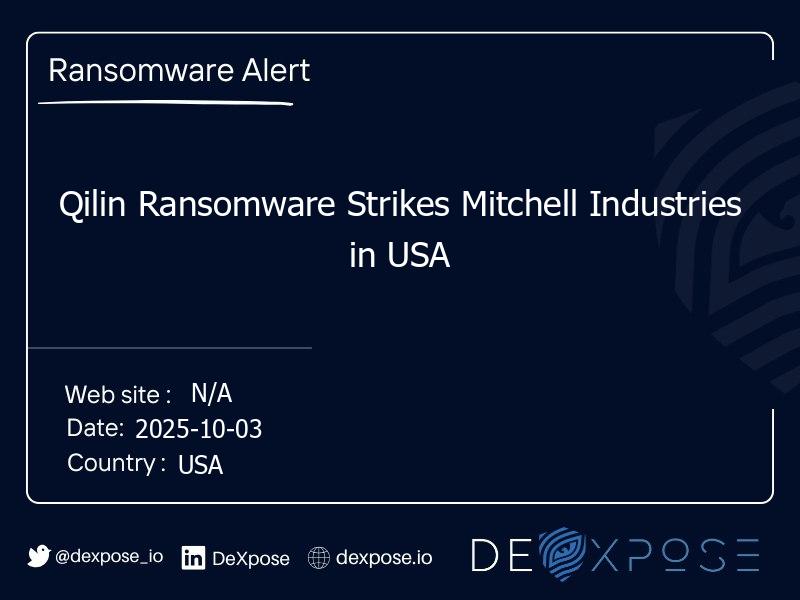 Qilin Ransomware Strikes Mitchell Industries in USA