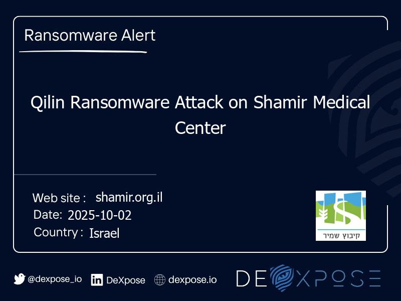 Qilin Ransomware Attack on Shamir Medical Center