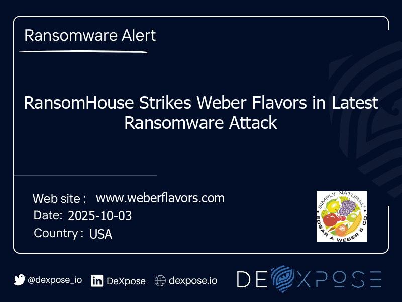 RansomHouse Strikes Weber Flavors in Latest Ransomware Attack