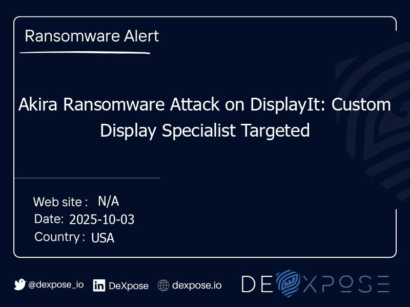 Akira Ransomware Attack on DisplayIt: Custom Display Specialist Targeted