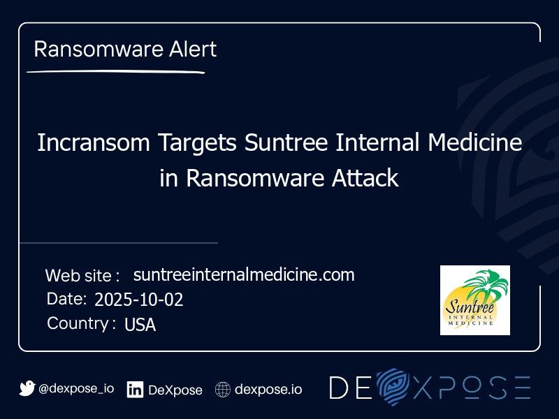 Incransom Targets Suntree Internal Medicine in Ransomware Attack