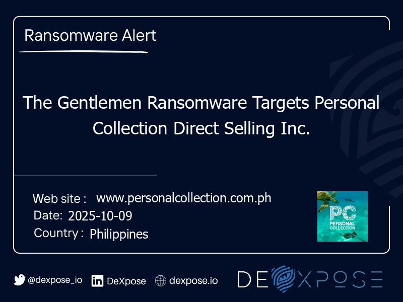 The Gentlemen Ransomware Targets Personal Collection Direct Selling Inc.