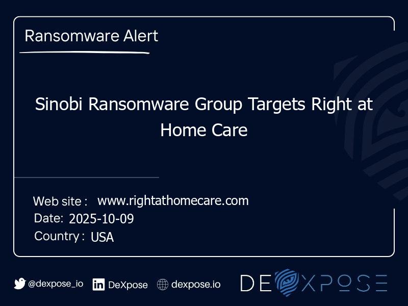 Sinobi Ransomware Group Targets Right at Home Care
