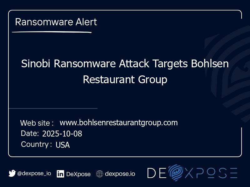 Sinobi Ransomware Attack Targets Bohlsen Restaurant Group