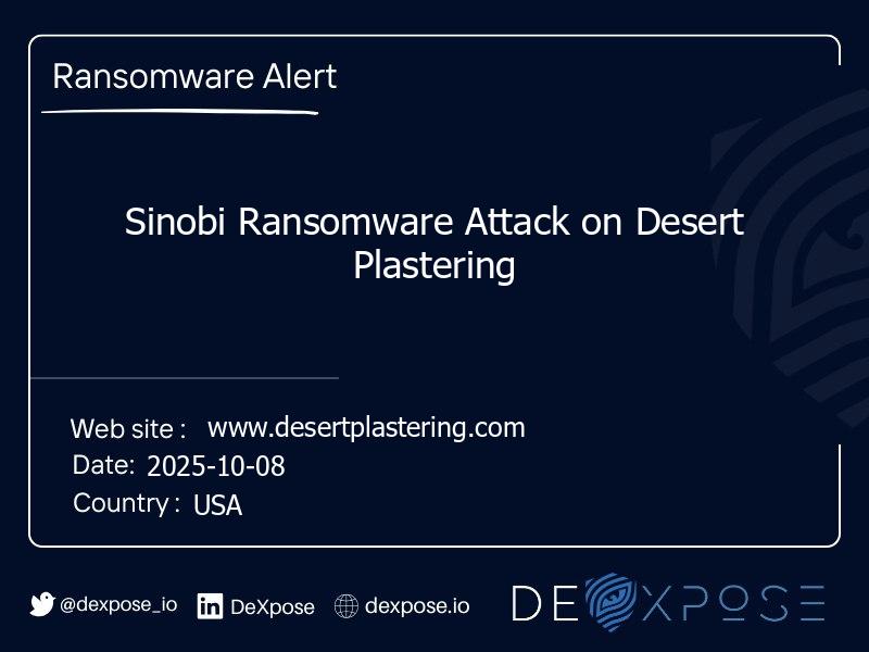 Sinobi Ransomware Attack on Desert Plastering
