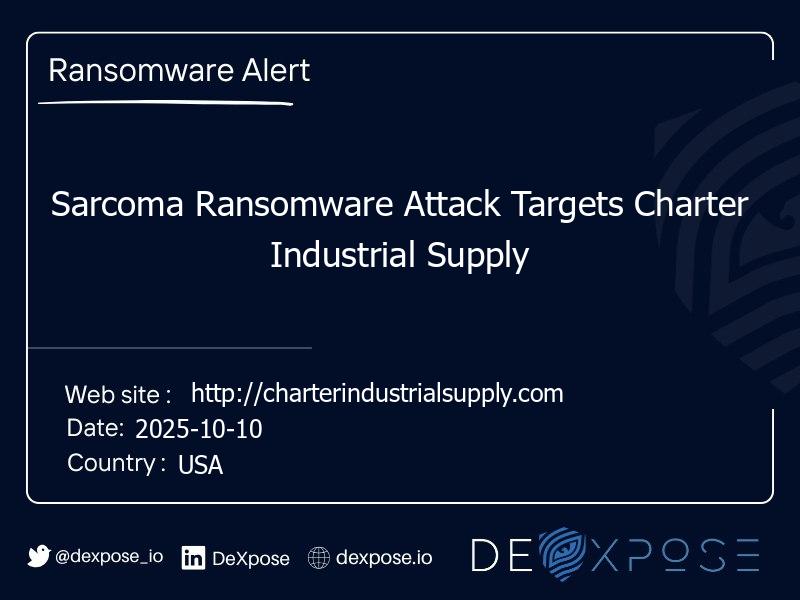 Sarcoma Ransomware Attack Targets Charter Industrial Supply