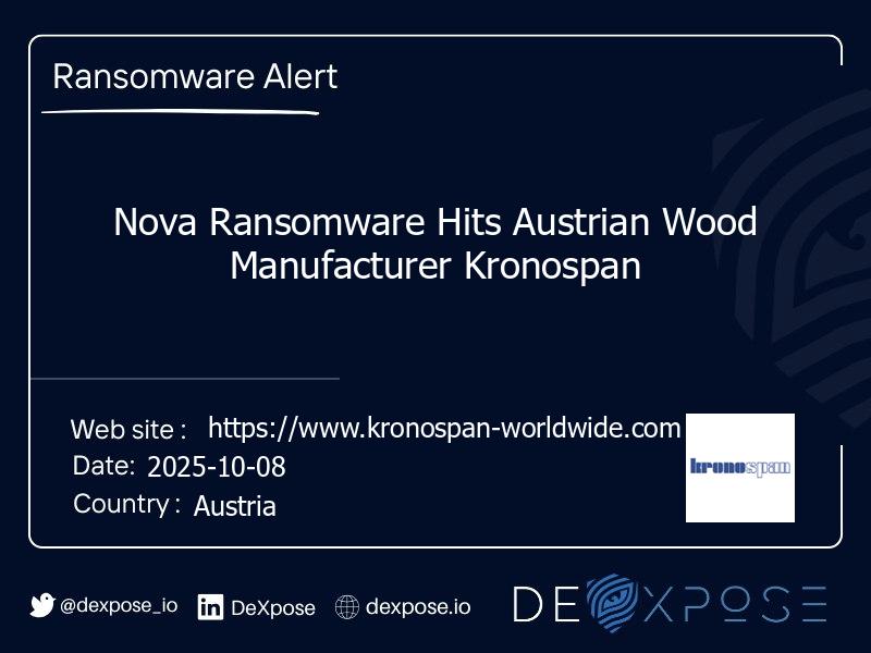 Nova Ransomware Hits Austrian Wood Manufacturer Kronospan