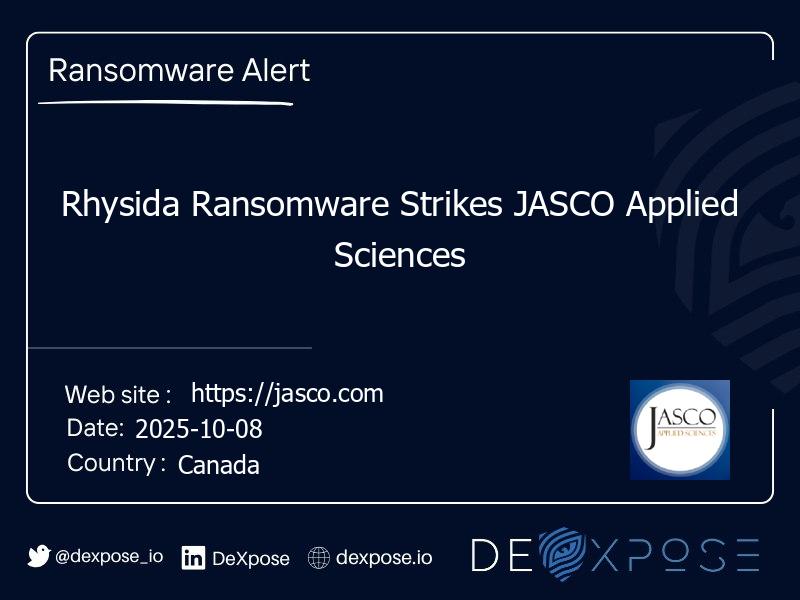 Rhysida Ransomware Strikes JASCO Applied Sciences