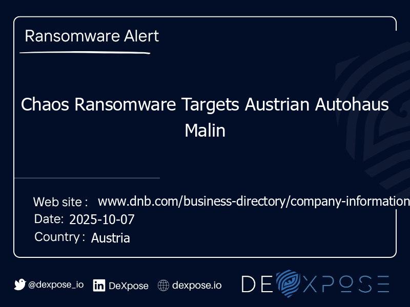Chaos Ransomware Targets Austrian Autohaus Malin