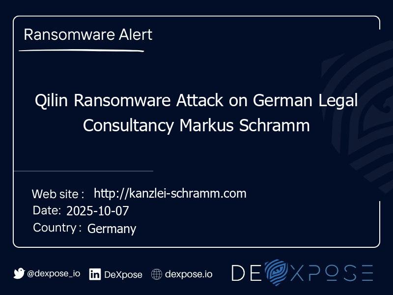Qilin Ransomware Attack on German Legal Consultancy Markus Schramm