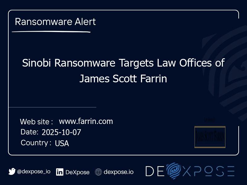 Sinobi Ransomware Targets Law Offices of James Scott Farrin