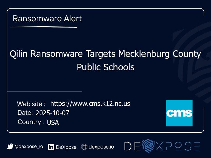 Qilin Ransomware Targets Mecklenburg County Public Schools