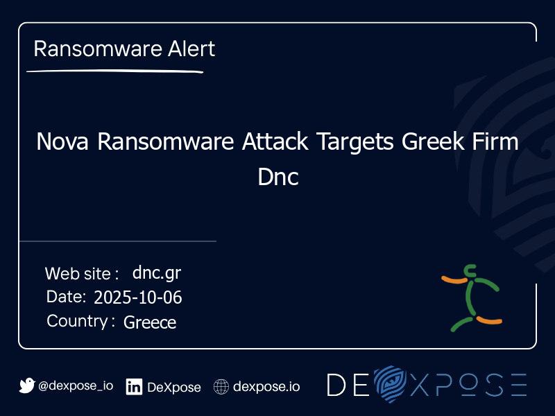 Nova Ransomware Attack Targets Greek Firm Dnc