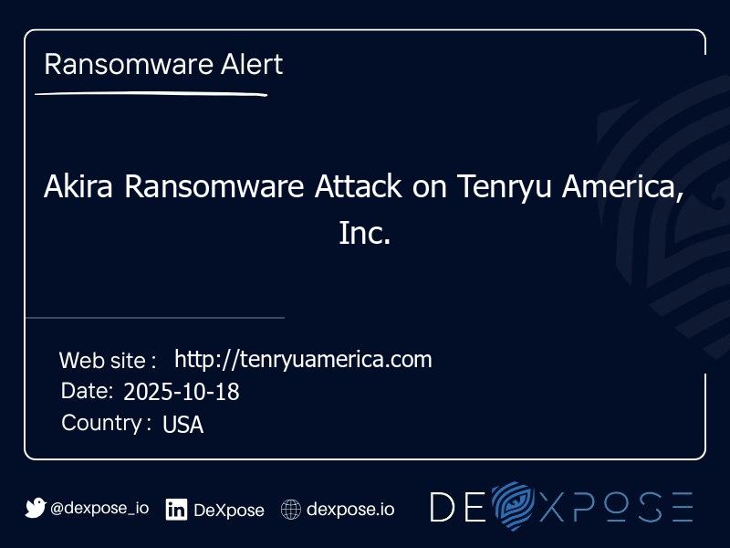 Akira Ransomware Attack on Tenryu America, Inc.