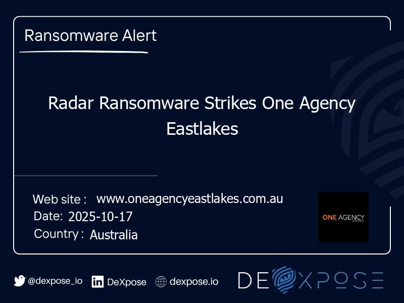 Radar Ransomware Strikes One Agency Eastlakes