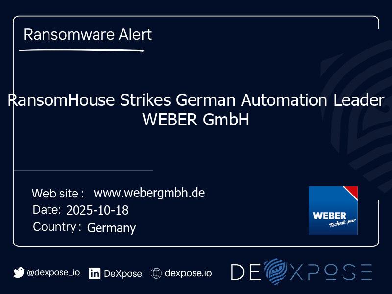 RansomHouse Strikes German Automation Leader WEBER GmbH
