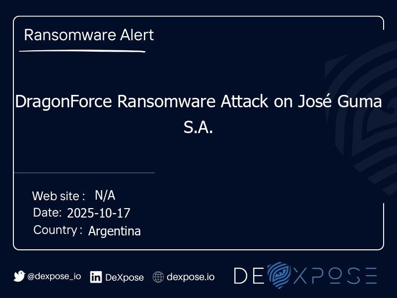 DragonForce Ransomware Attack on José Guma S.A.