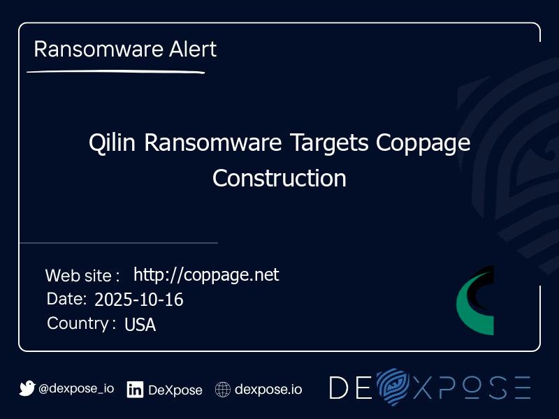 Qilin Ransomware Targets Coppage Construction