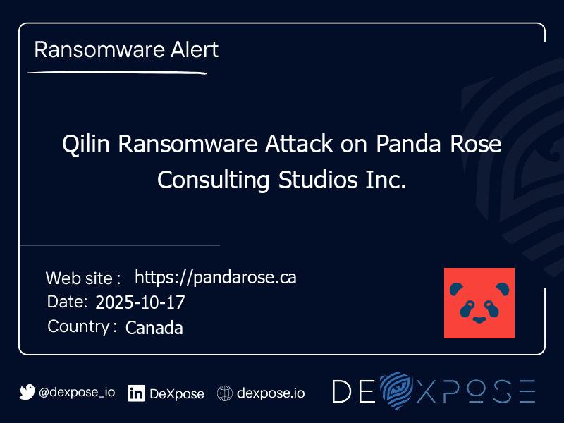 Qilin Ransomware Attack on Panda Rose Consulting Studios Inc.