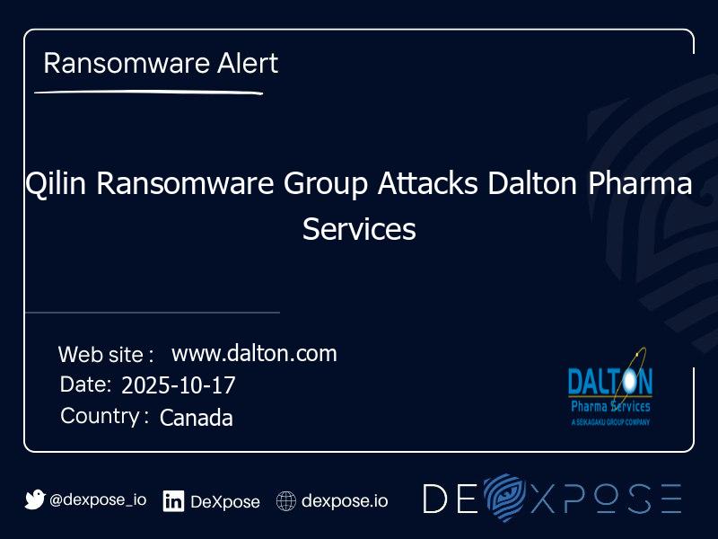 Qilin Ransomware Group Attacks Dalton Pharma Services