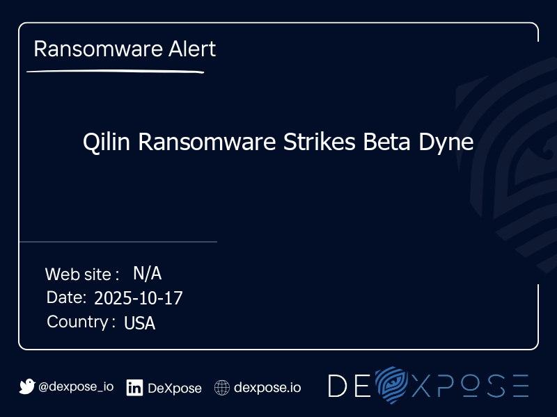 Qilin Ransomware Strikes Beta Dyne