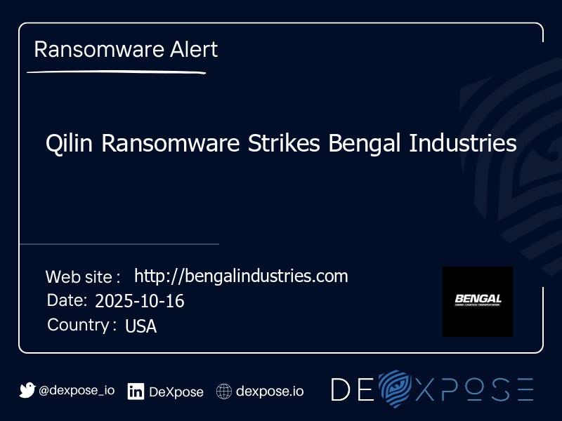 Qilin Ransomware Strikes Bengal Industries