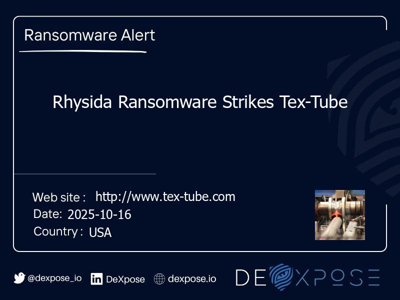 Rhysida Ransomware Strikes Tex-Tube