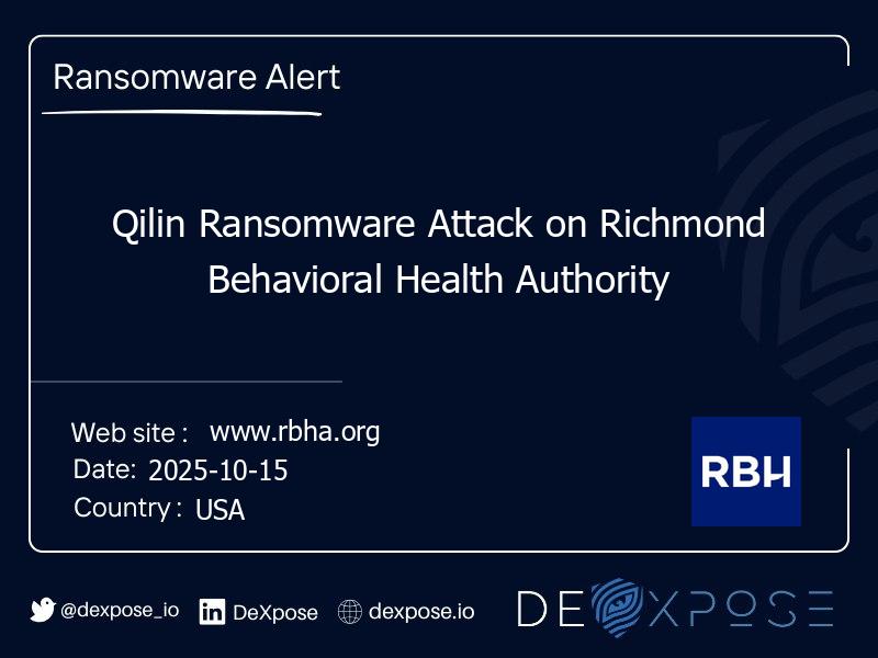 Qilin Ransomware Attack on Richmond Behavioral Health Authority