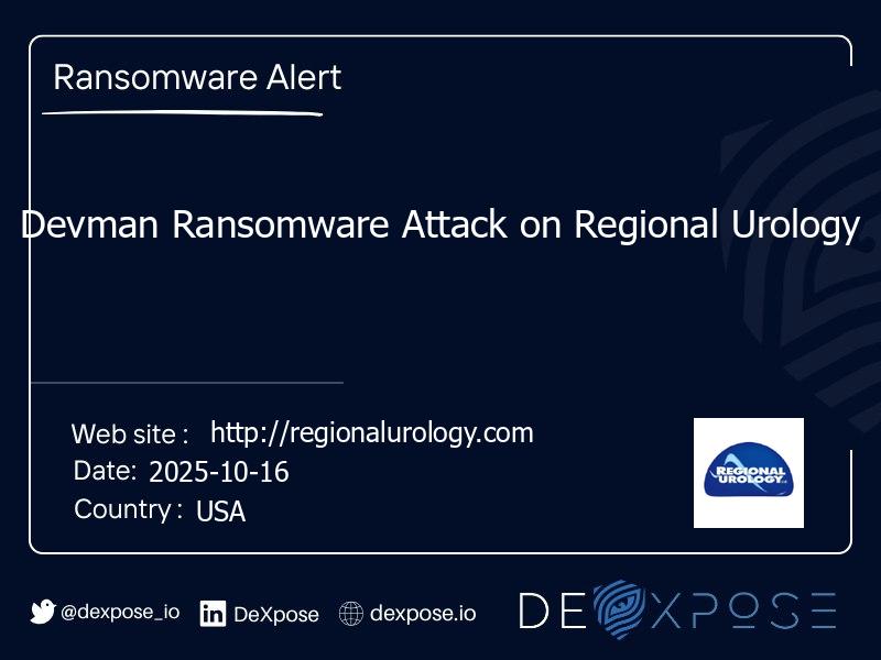 Devman Ransomware Attack on Regional Urology