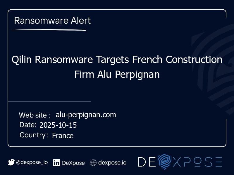 Qilin Ransomware Targets French Construction Firm Alu Perpignan