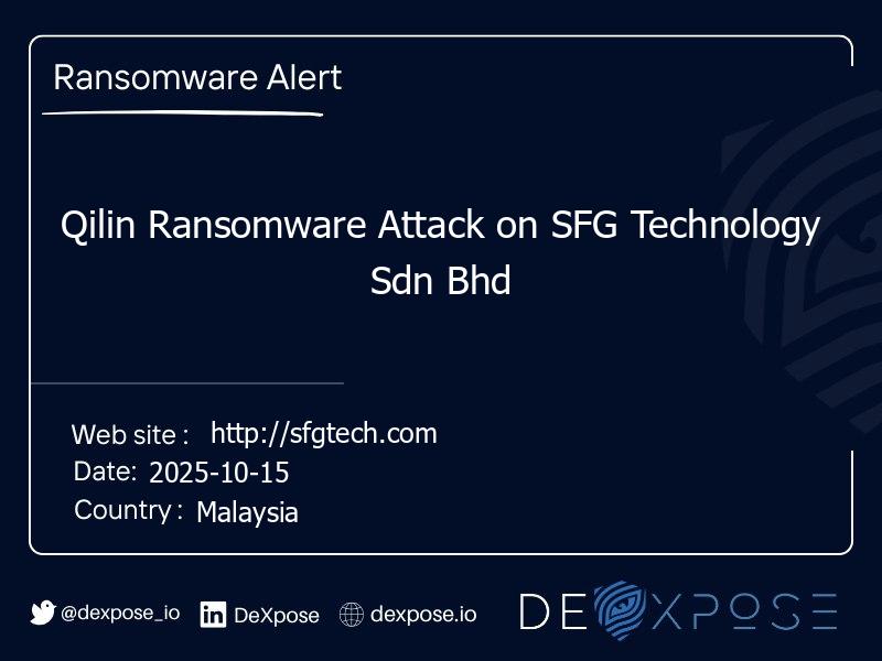Qilin Ransomware Attack on SFG Technology Sdn Bhd