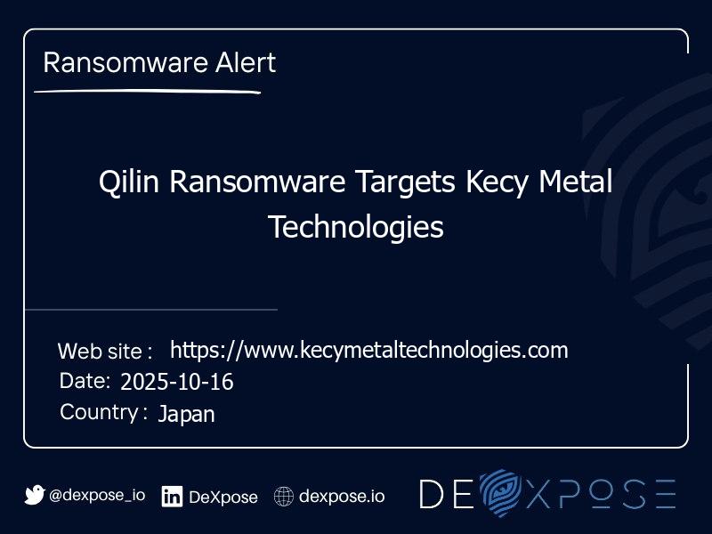 Qilin Ransomware Targets Kecy Metal Technologies