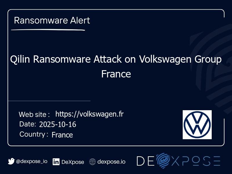 Qilin Ransomware Attack on Volkswagen Group France