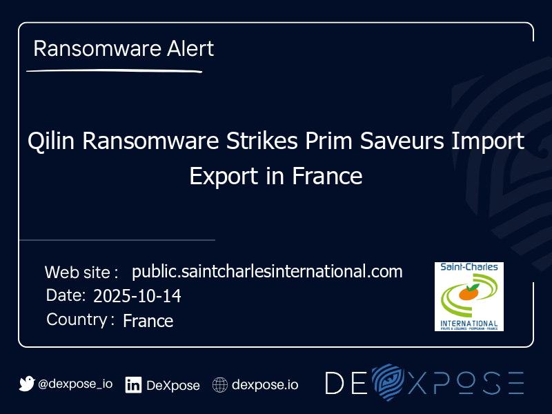 Qilin Ransomware Strikes Prim Saveurs Import Export in France