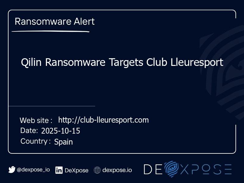 Qilin Ransomware Targets Club Lleuresport