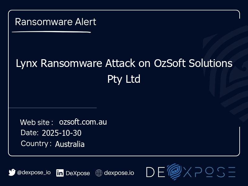 Lynx Ransomware Attack on OzSoft Solutions Pty Ltd