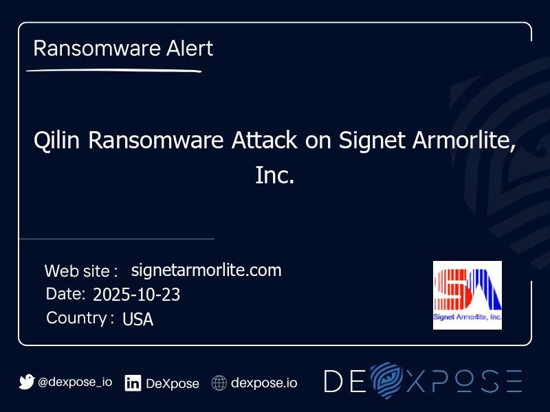 Qilin Ransomware Attack on Signet Armorlite, Inc.