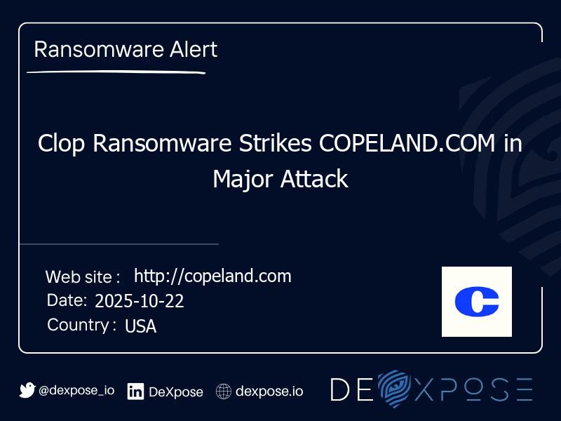 Clop Ransomware Strikes COPELAND.COM in Major Attack