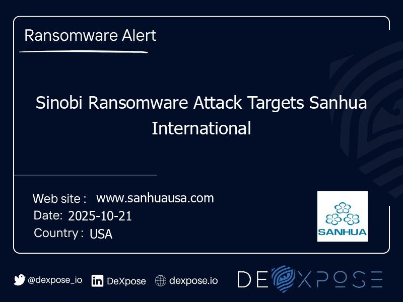 Sinobi Ransomware Attack Targets Sanhua International